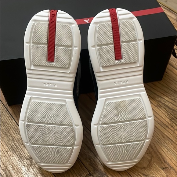 Prada Men's Blue and White Sneakers - Picture 6 of 7